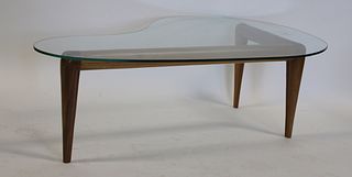 Vintage Glass Top Midcentury Style Table.