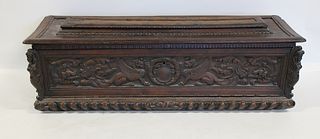 Antique Continental Highly Carved Coffer.