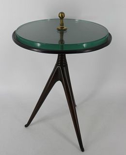 Midcentury Tri Pod Stands With Glass Top & Brass
