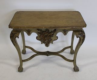 Antique Carved Console, Painted & Raised On Claw