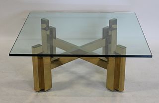 Vintage Brass Midcentury Style Coffee Table.