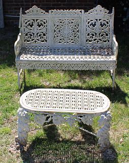 Antique Cast Iron Garden Bench & Table.