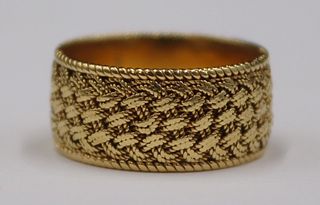 JEWELRY. Tiffany & Co. 18kt Gold Woven Wide Band