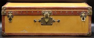 Vintage Louis Vuitton Tan Leather Hard Suitcase.