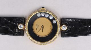 JEWELRY. Chopard Happy Diamonds 18kt Gold Watch.
