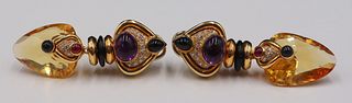JEWELRY. Signed 18kt Gold, Colored Gem, Diamond,