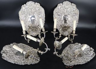 SILVER. (2) Pair of English Silver Sconces.