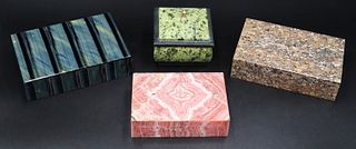 Grouping of (4) Polished Stone Hinged Boxes.
