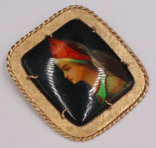 JEWELRY. Vintage 14kt Gold and Enamel Brooch.
