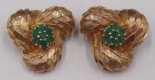 JEWELRY. Pair of 14kt Gold and Gem Earrings.