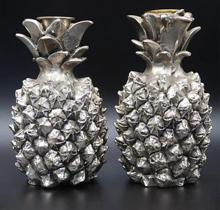 SILVERPLATE. Pair of Verdura Silverplate Pineapple