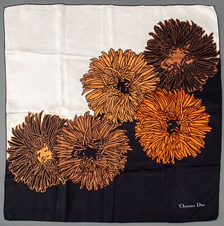 Christian Dior Silk Scarf w/ Flower Pattern