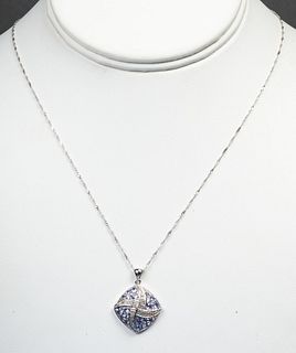 10K Gold Tanzanite & Diamond Pendant Necklace