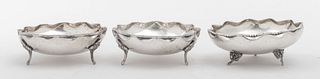 European Silver Scalloped  Footed Bowls, 3