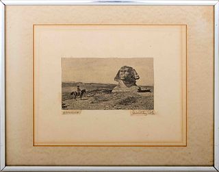 Timothy Cole Engraving of Napoleon at the Sphinx