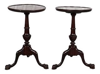 English Chippendale Manner Side Tables, Pr