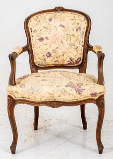 Louis XV Style Beechwood Open Arm Chair