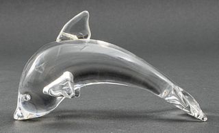 Steuben Crystal Dolphin Paperweight