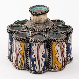 Moroccan Ceramic Inkwell