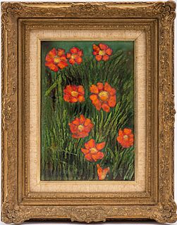 Midcentuy Enamel of Poppies with Gold Dust
