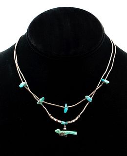 Navajo Silver & Turquoise Necklace Lot of 2