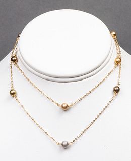 ITAOR Italian 14K Multi-Colored Gold Bead Necklace