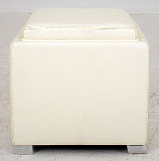 White Leather Storage Cube Ottoman
