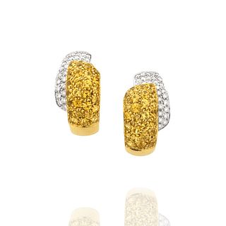 Fancy Yellow Diamond and 18K Earrings