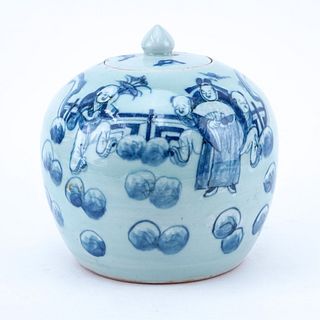 Antique Chinese Blue & Celadon Ginger Jar