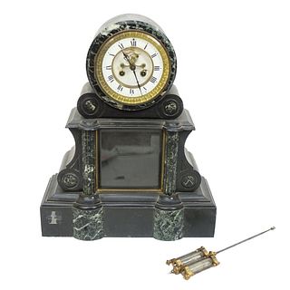 Antique Black Slate Mantle Clock