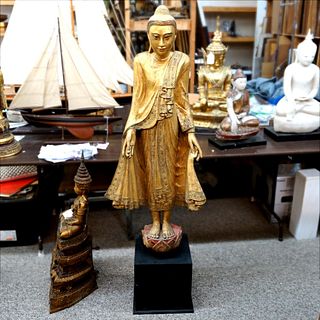 Burmese Giltwood Standing Buddha