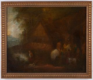 18th c. Oil on Canvas Man on Horse Painting
