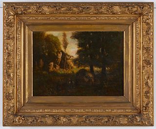 Unsigned 19th c. Oil on Board Landscape Painting