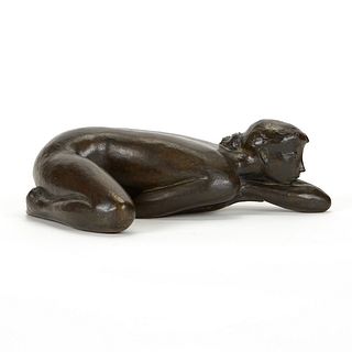 Jacques Coquillay Bronze Sculpture Prone Nude