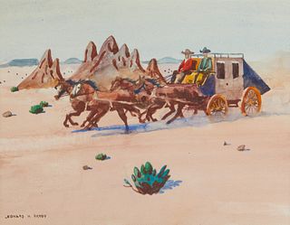 Leonard Reedy Stagecoach Watercolor