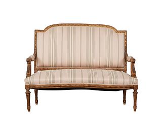 French Settee Gilt with Pink Fabric