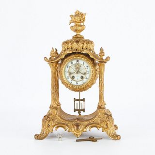 Gilded Gilbert Clock Co. Trinity Mantel Clock