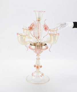 Venetian Glass Epergne w/ Flowers