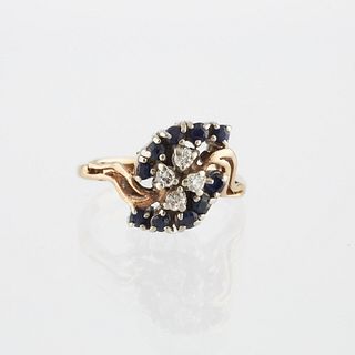 10K Gold Diamond Sapphire Ring