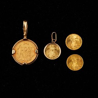 Grp 4: Gold Coins Columbia Mint Dos Pesos 1945