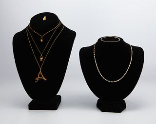 Grp: 6 Alaskan Gold Pendants, Necklaces, Bracelet
