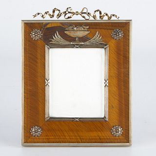 Russian Neoclassical Silver Picture Frame w/ Tiger's Eye