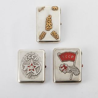 Grp: 3 Sterling Silver Russia Cigarette Cases