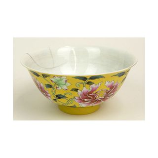 Chinese Yellow Famille Rose Bowl