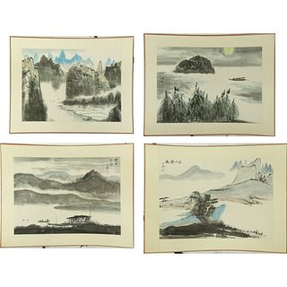 Chinese Watercolor Scroll Paintings