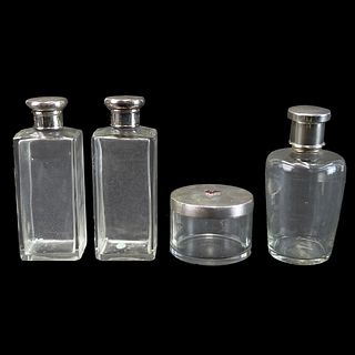 English Sterling and Cut Glass Vanity Bottles
