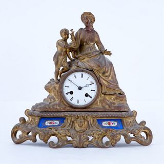 French Gilt Bronze Figural Clock
