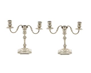A pair of English sterling silver candelabra