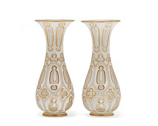 A pair of Bohemian art glass vases
