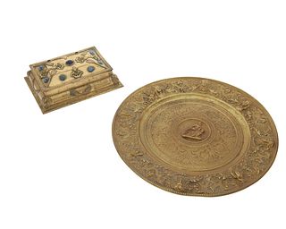 Two gilt-metal table items